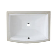 Nantucket Sinks UM-2016C-W white arched-front rectangular vitreous china undermount bathroom sink, top view