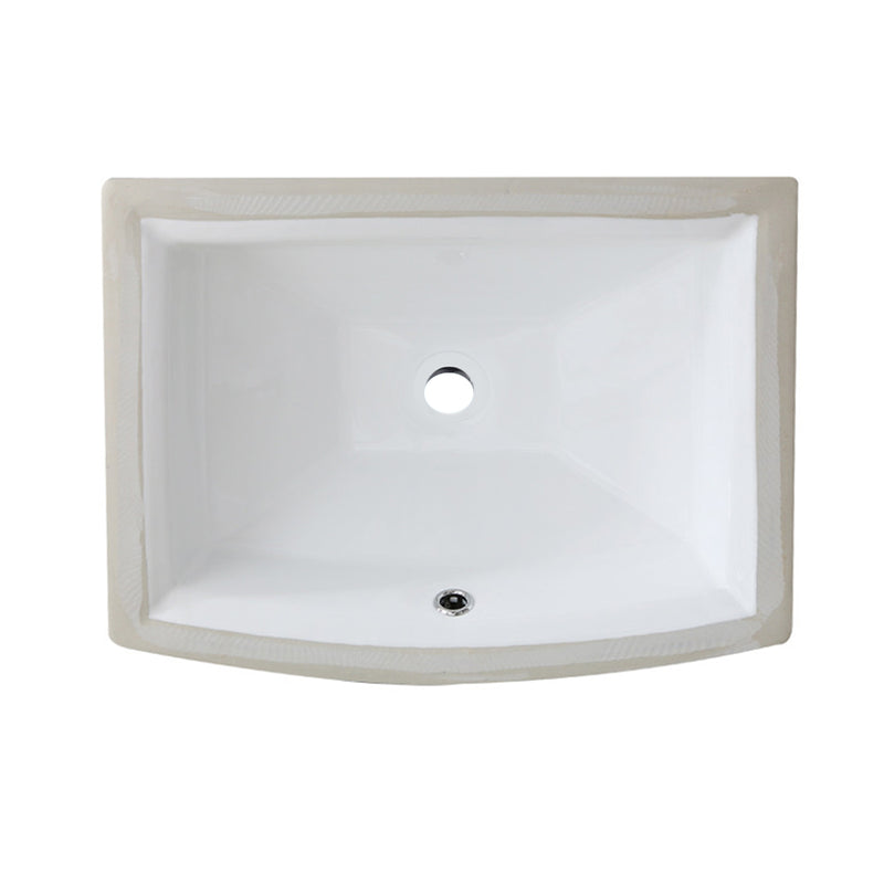 Nantucket Sinks UM-2016C-W white arched-front rectangular vitreous china undermount bathroom sink, top view