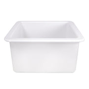 Nantucket Sinks Wellfleet-1818W white square sink side view of the deep body and rolled rim