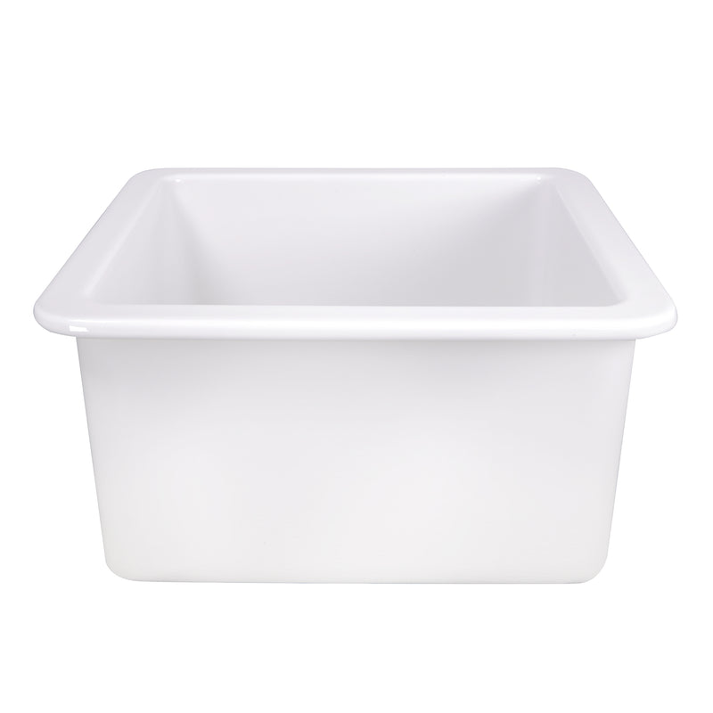Nantucket Sinks Wellfleet-1818W white square sink side view of the deep body and rolled rim