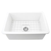 Nantucket Sinks Wellfleet-2719W 27" undermount sink elevated front view with grid and basket strainer