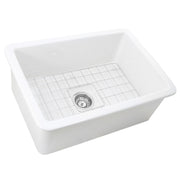 Nantucket Sinks Wellfleet-2719W 27" undermount sink from the side corner with grid and drain