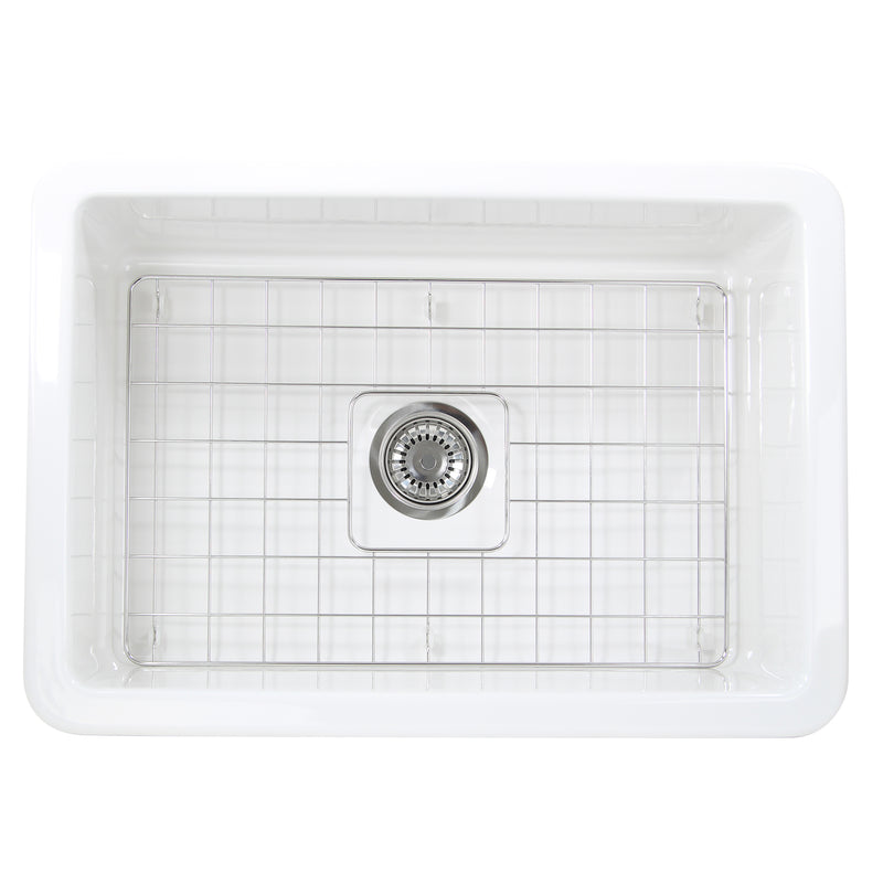 Nantucket Sinks Wellfleet-2719W 27" undermount sink from above with the included bottom grid and strainer