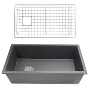 Nantucket Sinks Wellfleet-3419MatteBlack Matte Black single bowl sink with the included bottom grid and drain