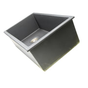 Nantucket Sinks Wellfleet-3419MatteBlack Matte Black single bowl sink tilted corner view of the deep body