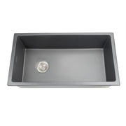 Nantucket Sinks Wellfleet-3419MatteBlack Matte Black single bowl sink elevated front view without grid