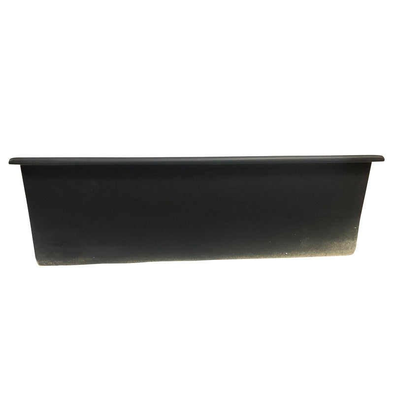 Nantucket Sinks Wellfleet-3419MatteBlack Matte Black single bowl sink straight side view of the low flat rim