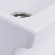 Nantucket Sinks Yarmouth-36W close-up of the glossy white bowl corner around the drain