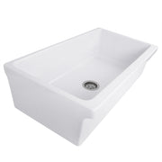 Nantucket Sinks Yarmouth-36W Yarmouth white 36" fireclay farmhouse sink with decorative apron, three-quarter view