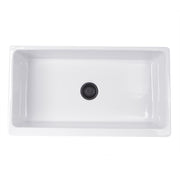 Nantucket Sinks Yarmouth-36W Yarmouth farmhouse sink from above with the dark drain