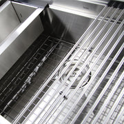 Nantucket Sinks ZR-PS-3220-16 close-up of the rolling mat over the bottom grid and drain
