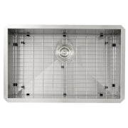 Nantucket Sinks ZR2818-8-16 overhead view of the bottom grid and colander drain