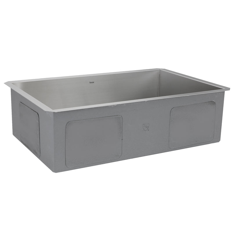 Nantucket Sinks ZR2818-8-16 side view of the padded bowl exterior and flat rim