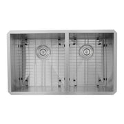 Nantucket Sinks ZR3219-OS-16 overhead view of both bowls with bottom grids and drains
