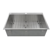Nantucket Sinks ZR3322-S-16 33" zero radius drop-in sink with bottom grid, white background