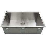 Nantucket Sinks ZR3322-S-16 front view of the empty bowl, faucet hole and drain