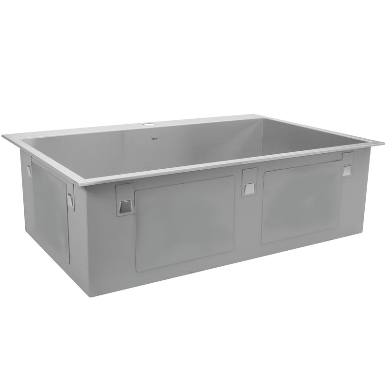 Nantucket Sinks ZR3322-S-16 side view of the drop-in rim and padded bowl