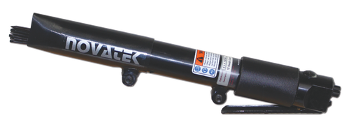 Novatek 12 Inline needle scaler with straight black body, needle bundle and lever throttle