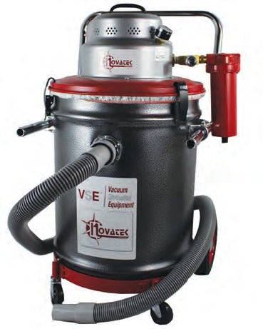 Novatek 15 gal HEPA floor vacuum, air model, with red air dryer, dolly base and hose