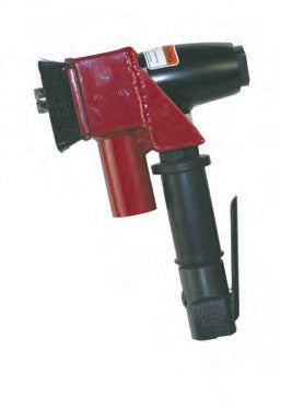 Novatek 1SH VSE shrouded single head scaling hammer with short handle, red shroud and brush skirt
