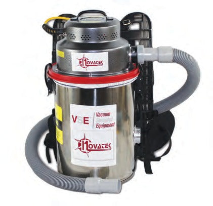 Novatek 3.3 gal HEPA backpack vacuum, electric model, with steel can, harness frame and gray hose
