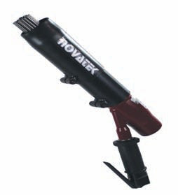 Novatek 35 offset pistol grip needle scaler with black grip, burgundy offset head and 4mm needle bundle