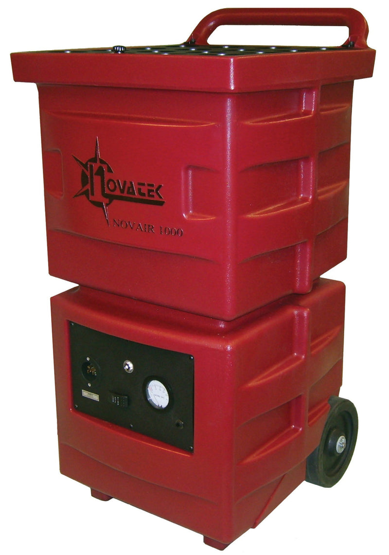 Novatek Novair 1000 upright air scrubber with control panel, pressure gauge and wheels