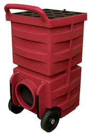 Novatek Novair 1000 air scrubber rear view with round exhaust outlet, wheels and handle