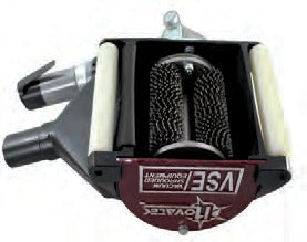 Novatek RotoPeen underside with the star cutter hub between two rollers inside the shroud