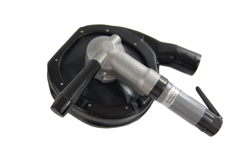 Novatek SRAT air shrouded grinder with lever throttle, side handle and dust shroud with vacuum port