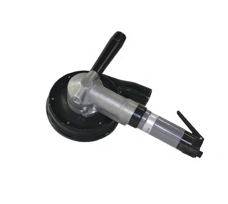 Novatek SRAT air shrouded grinder with floating dust shroud, side handle and vacuum port