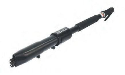 Novatek steel long reach needle scaler, 2' model shown, with needle attachment, black body and padded handle