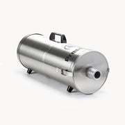 PrestiVac AV1-1 EX HEPA TT compact horizontal stainless vacuum with carry handle, no casters