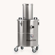 PrestiVac AV1-15 EX HEPA air-operated vacuum with tall filter housing on a stainless drum