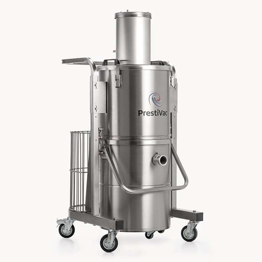 PrestiVac AV1-20 EX RCT HEPA air-operated cart vacuum with removable tank and tool basket