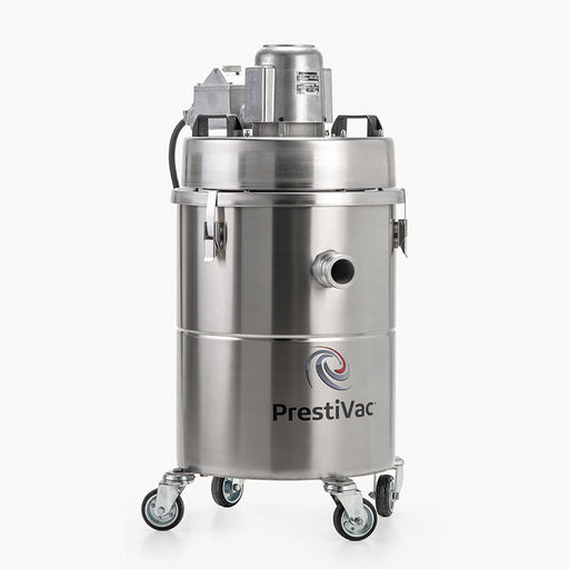 PrestiVac EX1-15 HEPA, taller stainless tank under the explosion-proof motor head, on casters