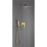 Amelia Gold Brushed Shower Set w/ 10" Square Rain Shower and Handheld (image 1)