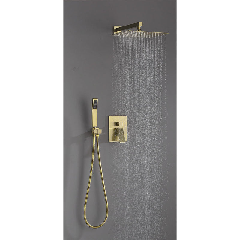Amelia Gold Brushed Shower Set w/ 10" Square Rain Shower and Handheld (image 1)