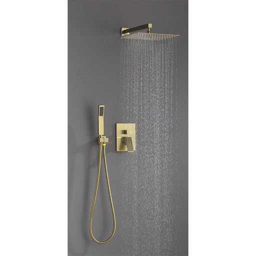 Amelia Gold Brushed Shower Set w/ 10" Square Rain Shower and Handheld (image 1)