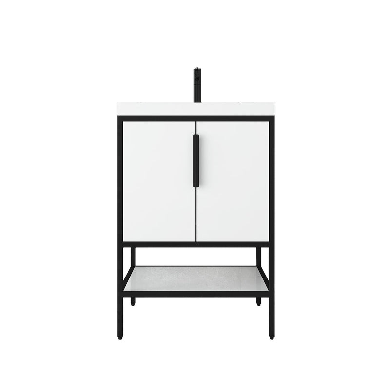 Matthew 24"-72" Glossy White Freestanding Vanity with Reinforced Acrylic Sinks
