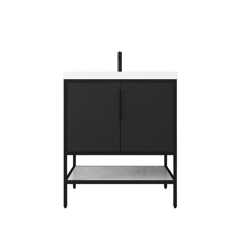 Matthew 24"-72" Glossy White Freestanding Vanity with Reinforced Acrylic Sinks