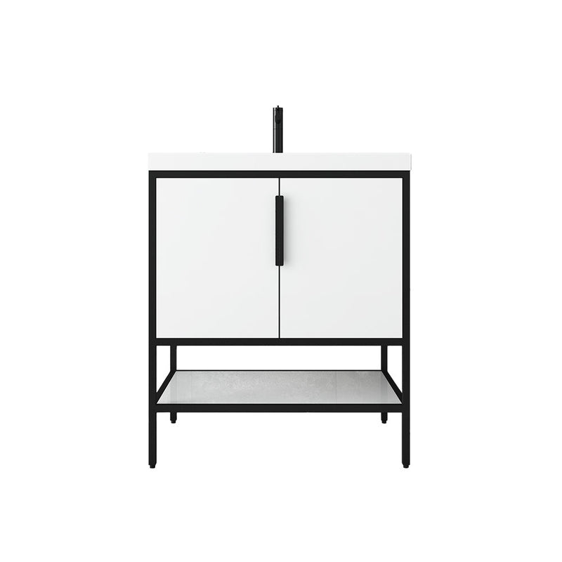 Matthew 24"-72" Glossy White Freestanding Vanity with Reinforced Acrylic Sinks