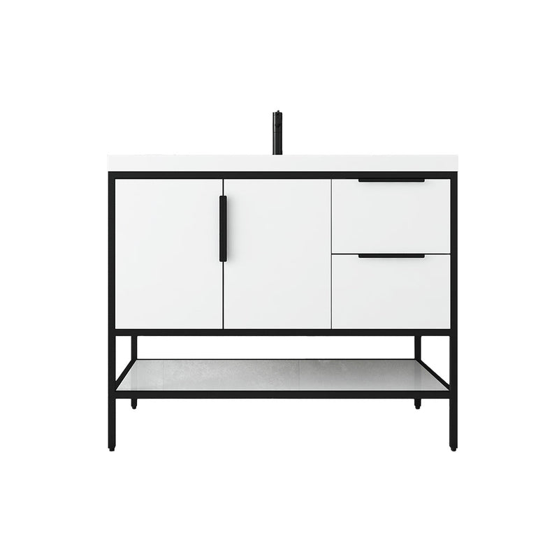 Matthew 24"-72" Glossy White Freestanding Vanity with Reinforced Acrylic Sinks