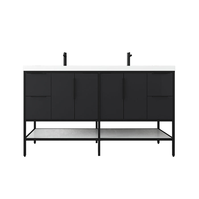 Matthew 24"-72" Glossy White Freestanding Vanity with Reinforced Acrylic Sinks