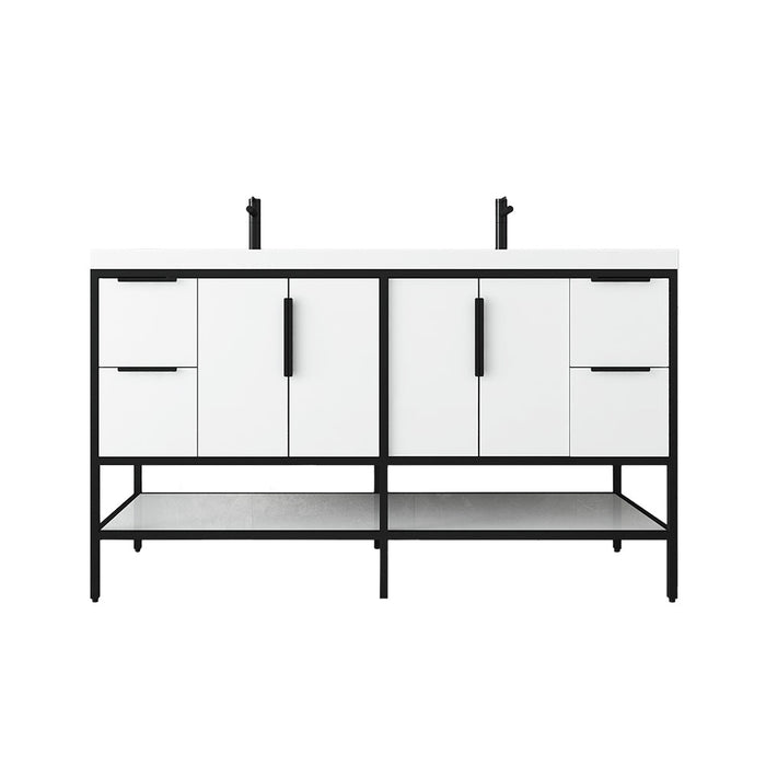 Matthew 24"-72" Glossy White Freestanding Vanity with Reinforced Acrylic Sinks