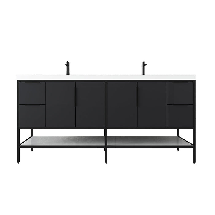 Matthew 24"-72" Glossy White Freestanding Vanity with Reinforced Acrylic Sinks