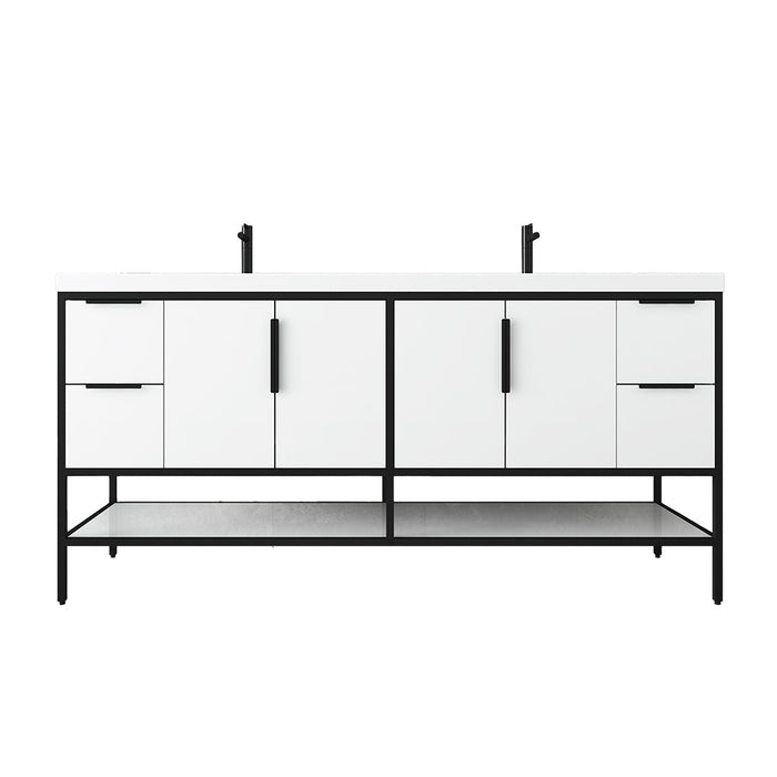 Matthew 24"-72" Glossy White Freestanding Vanity with Reinforced Acrylic Sinks