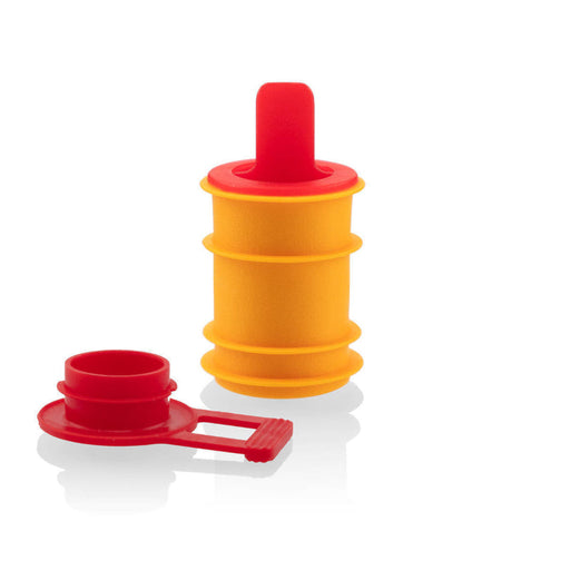 Tramex Hygro-i2 Hole Liners 16mm - RHHLSR A close-up view of a yellow hole liner and red cap designed for moisture measurement applications, showcasing the cylindrical shape and precision engineering.