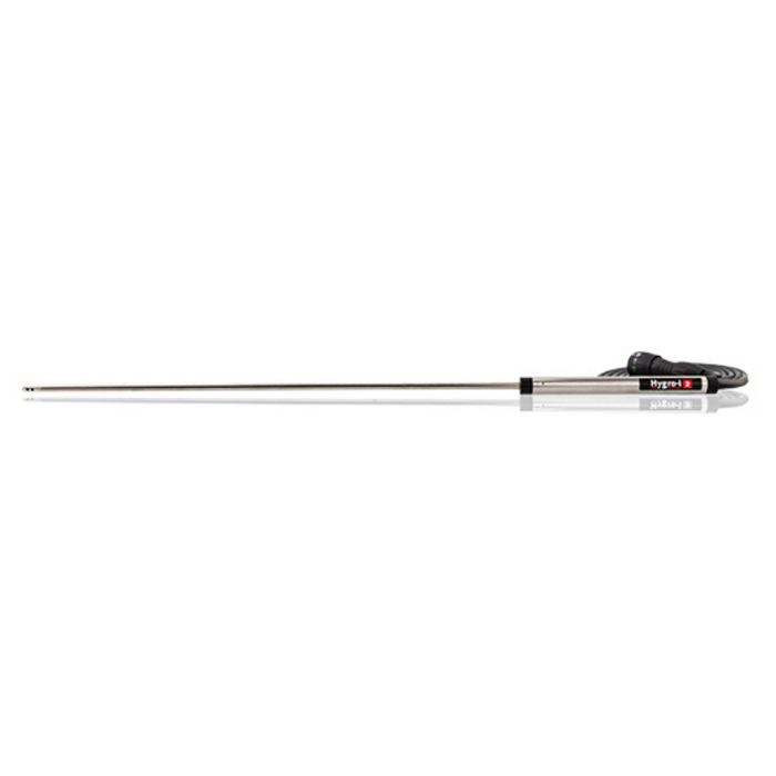 Tramex Building Survey Inspection Kit - BSIK | Image of a long narrow RH probe, featuring a square shape designed for building materials moisture measurement, showcasing its pointed tip and clear measurement scale.