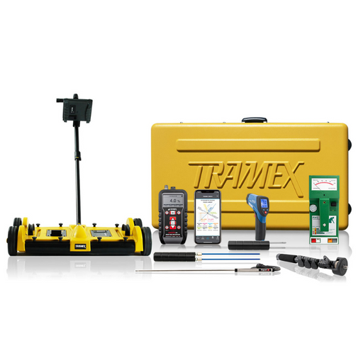 Tramex Roofing Master Kit - RMK Image showing the Tramex Roofing Master Kit, a comprehensive package for roof moisture detection, featuring multiple tools designed for accurate evaluation and diagnostics in roofing applications.